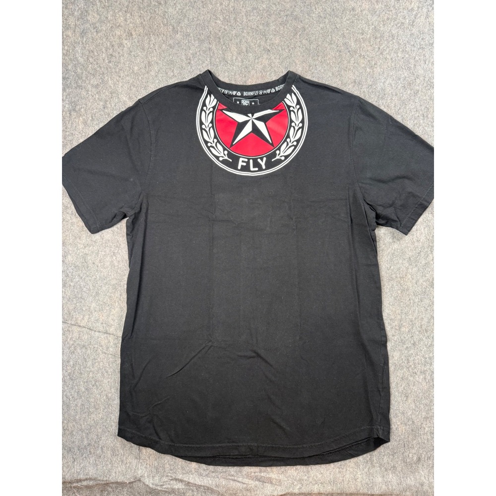 Born Fly T Shirt Mens XL Black Cotton Streetwear Star Graphic‎ Logo Hip Hop Tee
